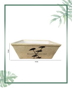 Ceramic Bonsai Tray Planter - Matt Square 9 inch