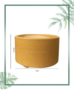 Ceramic Bonsai Tray Planter - Mustard Round 7 inch