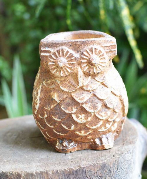 Ceramic Designer Owl Planter Brown