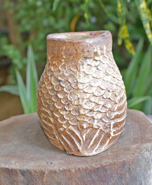 Ceramic Designer Owl Planter Brown Back
