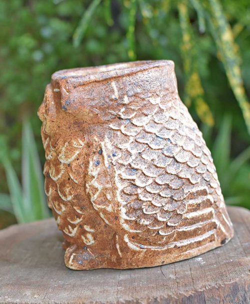 Ceramic Designer Owl Planter Brown Left
