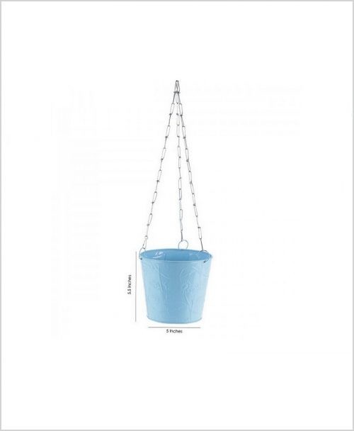 Buy Metal Hanging Bucket Planter Blue Dia