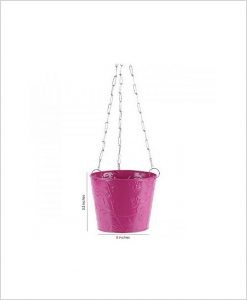 Buy Metal Hanging Bucket Planter Pink Dia