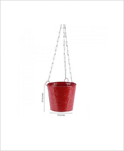 Buy Metal Hanging Bucket Planter Red Dia
