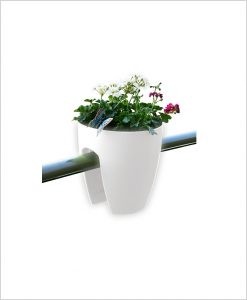 Buy Plastic 12 inch Railing Planter (White Color)