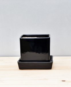 Ceramic Cube 4 inch with Plate Black 1
