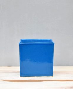 Ceramic Cube Pot 4 inch Sky Blue 1