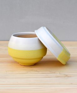Ceramic Egg Pot 2.5 inch Pastel Yellow 3