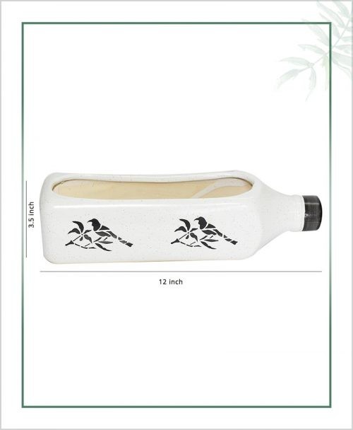 Ceramic Bottle - Bonsai Tray Planter - Bottle White 12 inch