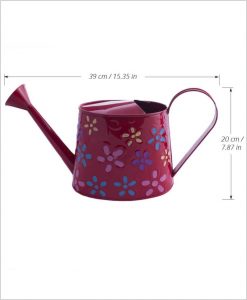 Metal Watering Can 1000ml Hand Painted Red Dia