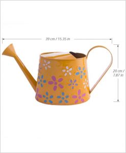 Metal Watering Can 1000ml Hand Painted Yellow Dia