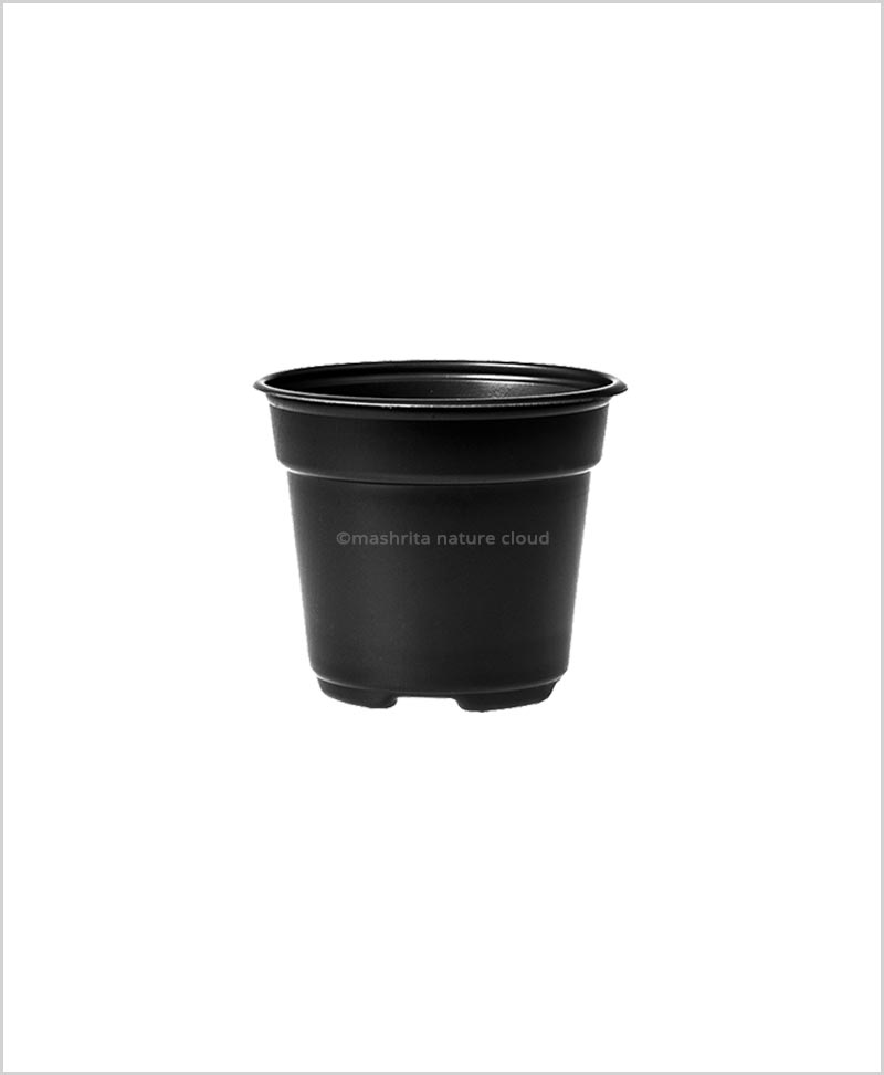 Buy Plastic 8 inch Round Garden Pot (Black Color)